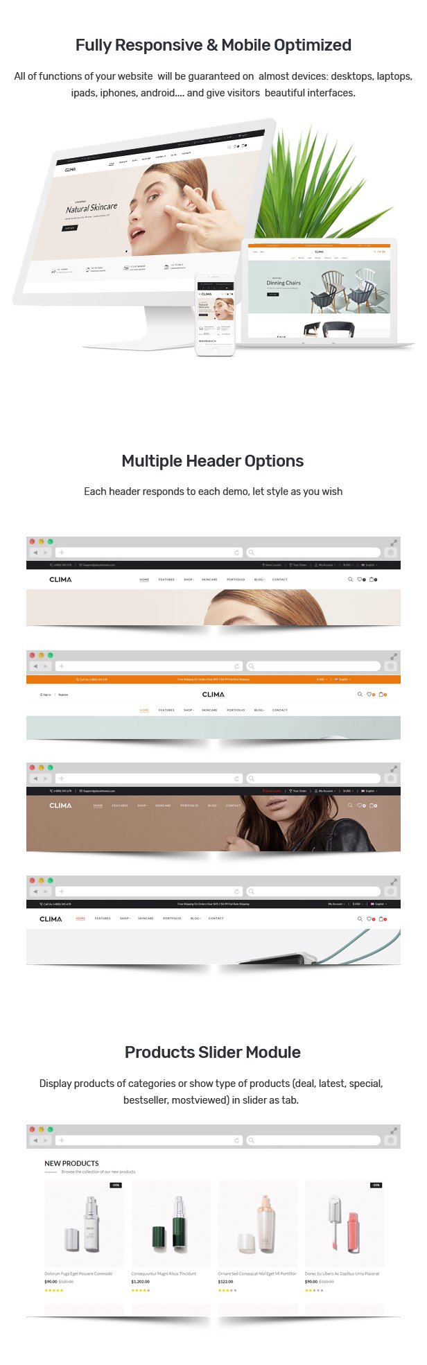 Clima - Responsive OpenCart Theme (Included Color Swatches)