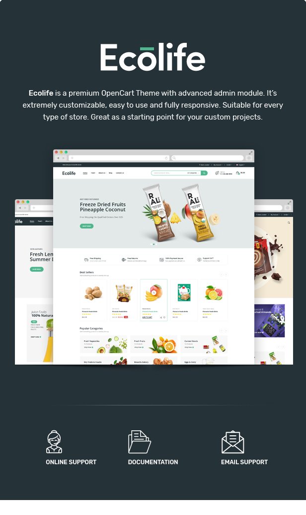 Ecolife - Organic, Food, Cosmetic & Multipurpose Opencart Theme