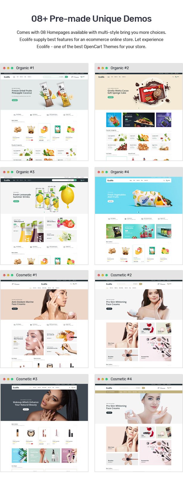 Ecolife - Organic, Food, Cosmetic & Multipurpose Opencart Theme