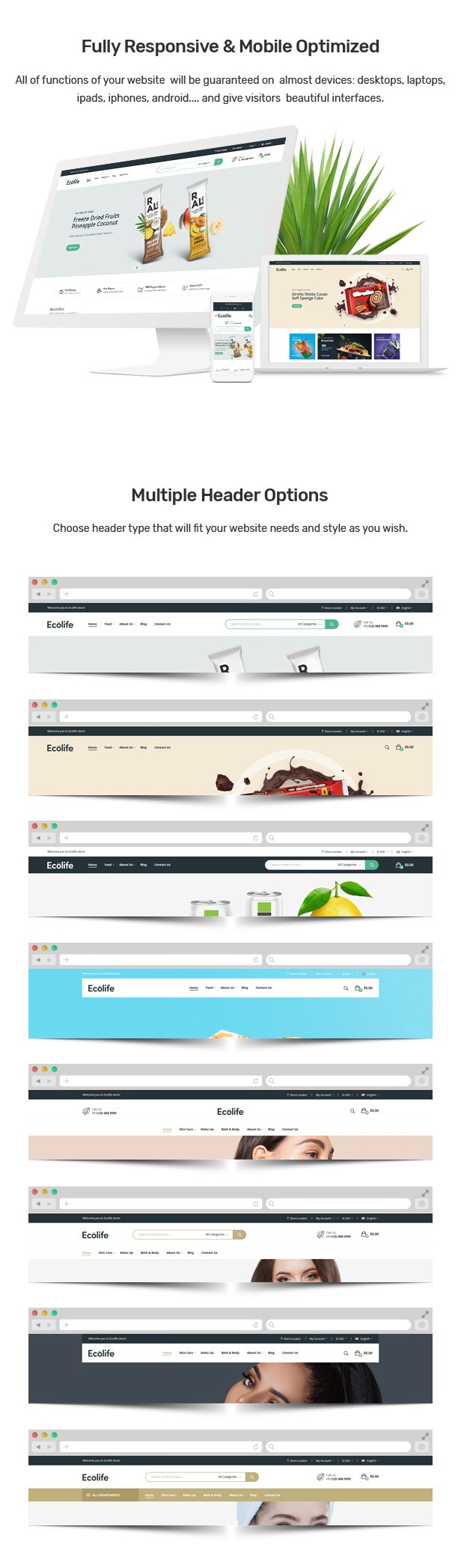 Ecolife - Organic, Food, Cosmetic & Multipurpose Opencart Theme