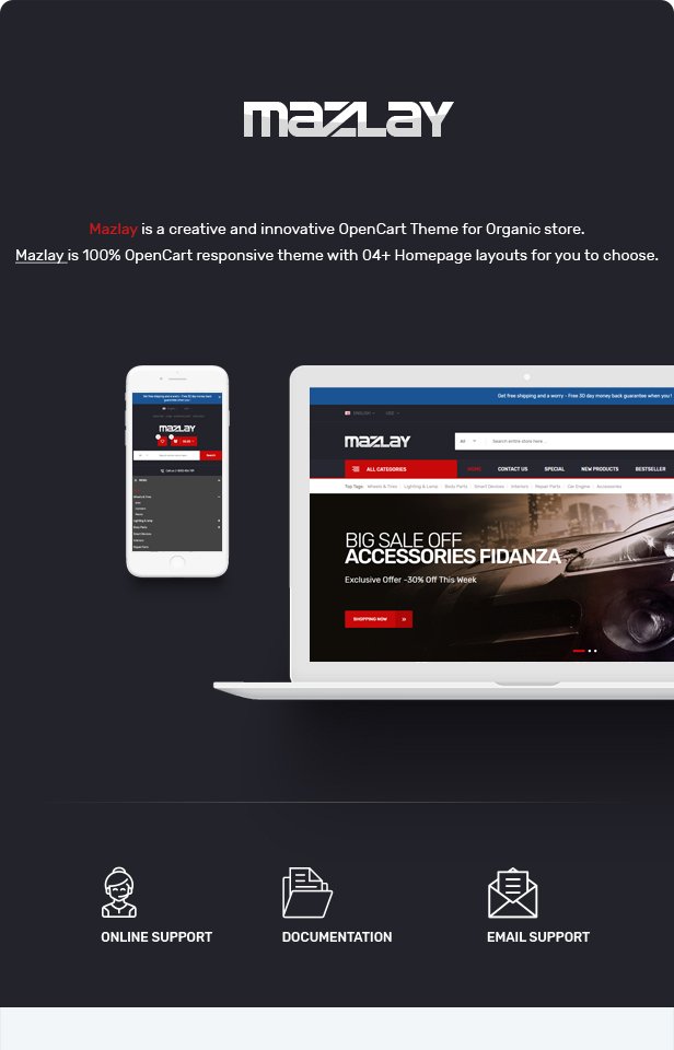 Mazlay - Car Accessories OpenCart Theme (Included Color Swatches)