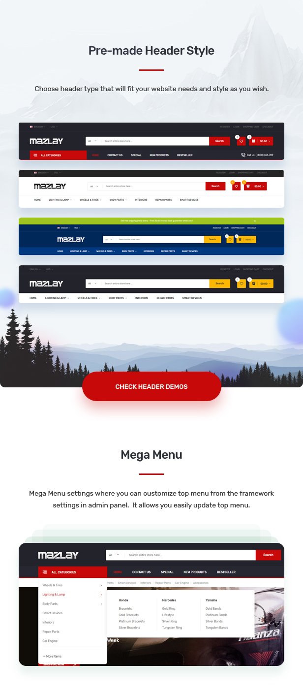 Mazlay - Car Accessories OpenCart Theme (Included Color Swatches)