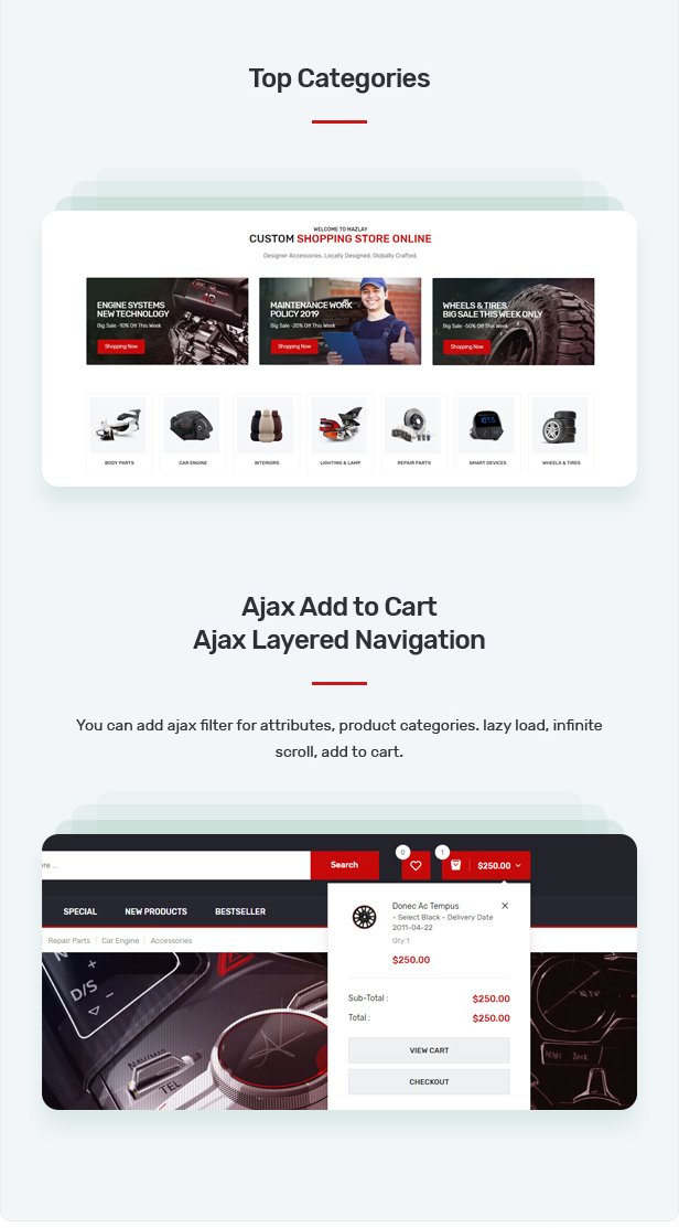 Mazlay - Car Accessories OpenCart Theme (Included Color Swatches)