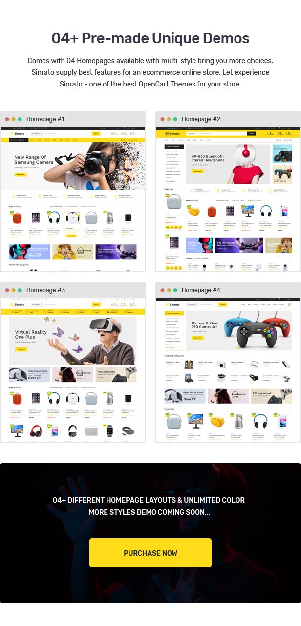 Sinrato - Mega Shop OpenCart Theme (Included Color Swatches)
