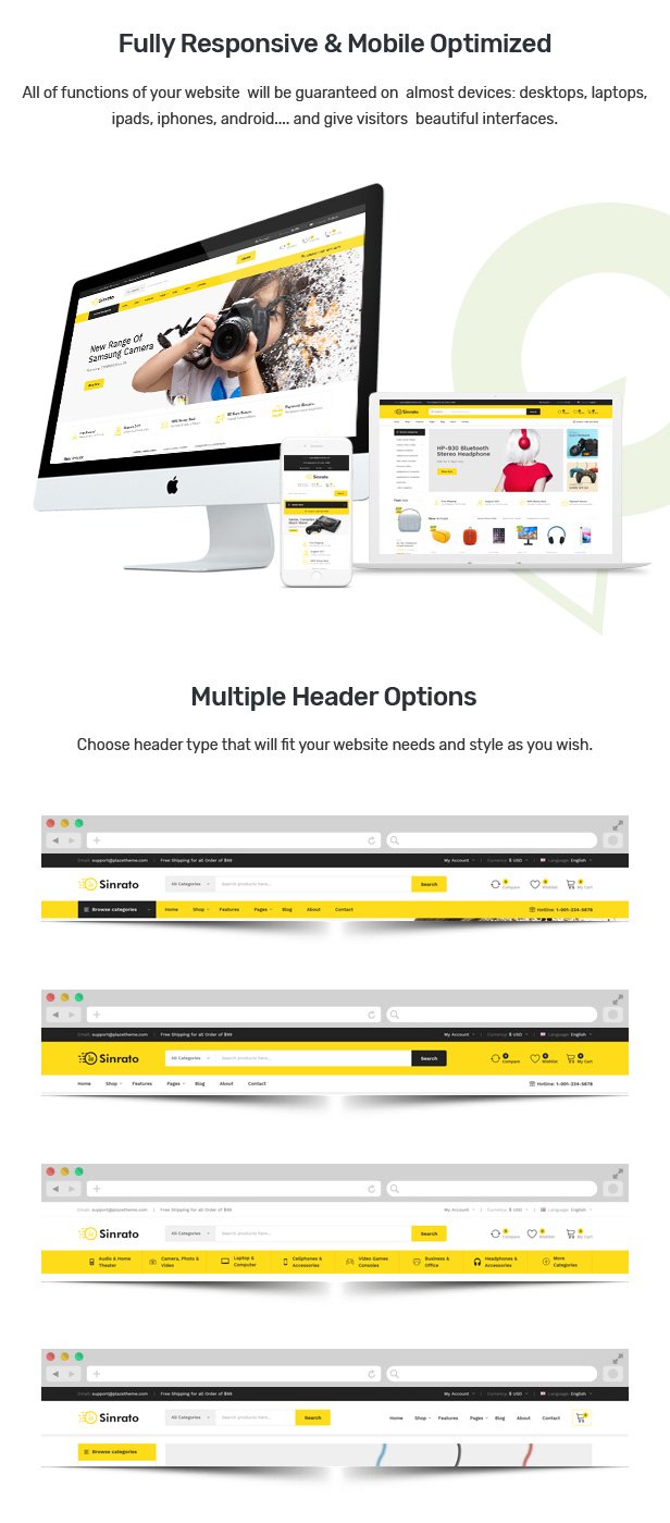 Sinrato - Mega Shop OpenCart Theme (Included Color Swatches)