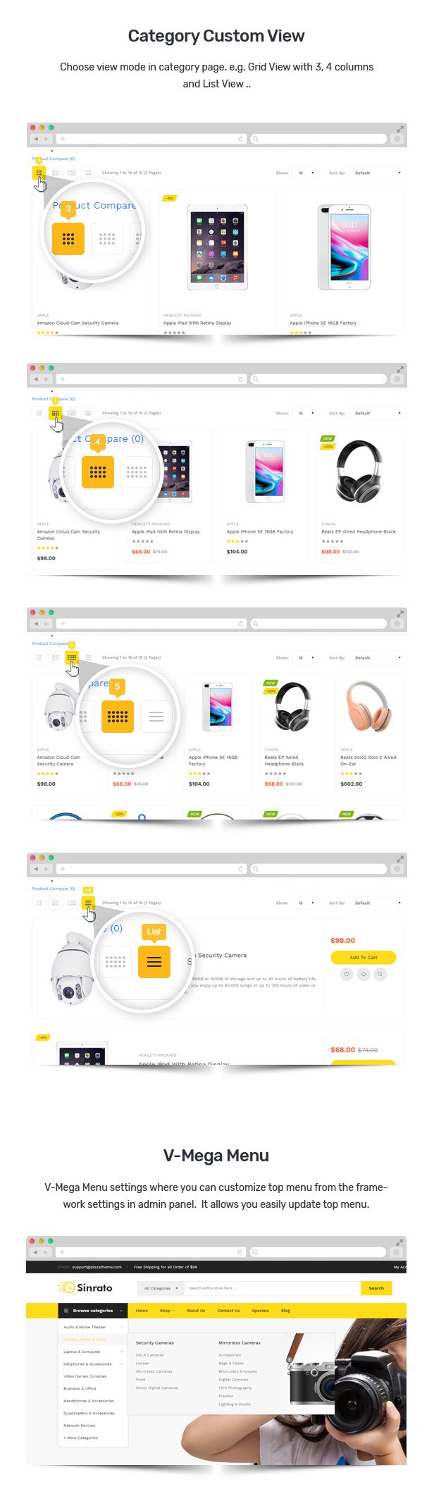 Sinrato - Mega Shop OpenCart Theme (Included Color Swatches)