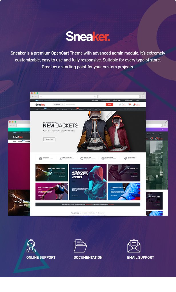 Sneaker - Shoes Responsive OpenCart Theme (Included Color Swatches)