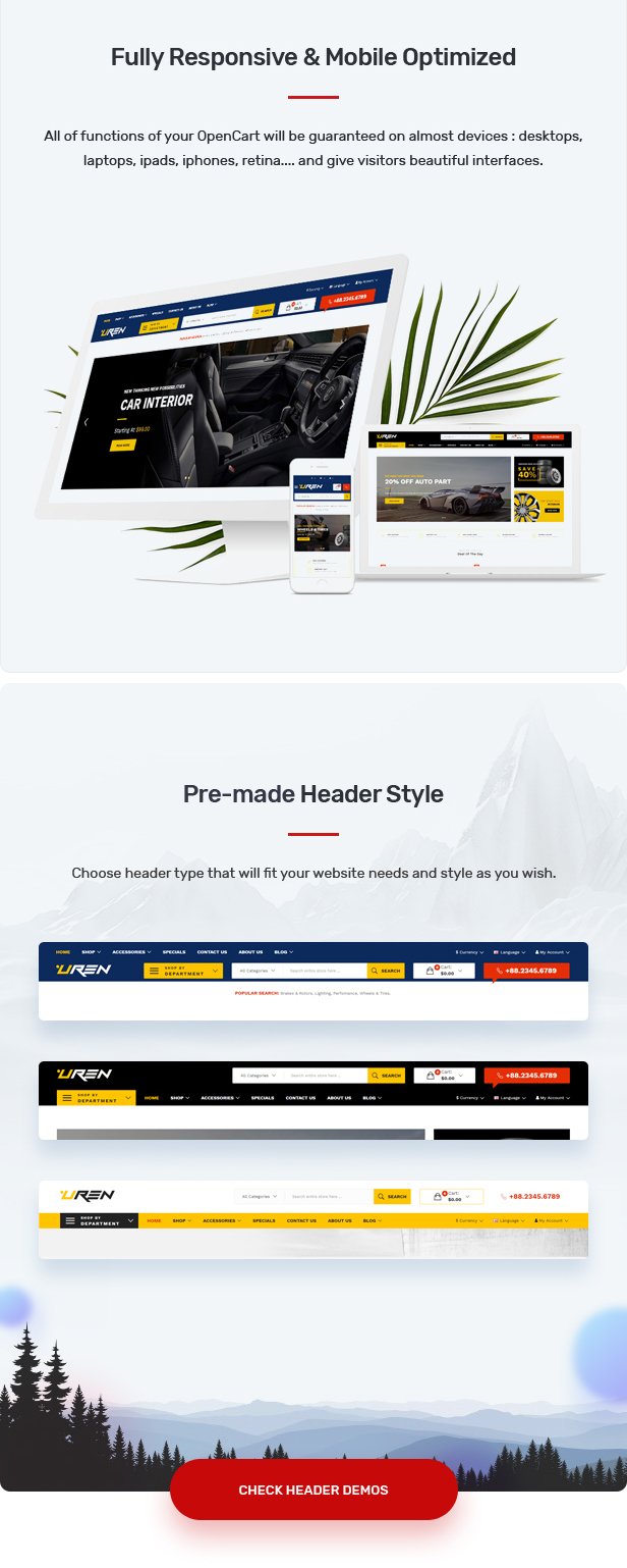 Uren - Car Accessories Opencart Theme (Included Color Swatches)