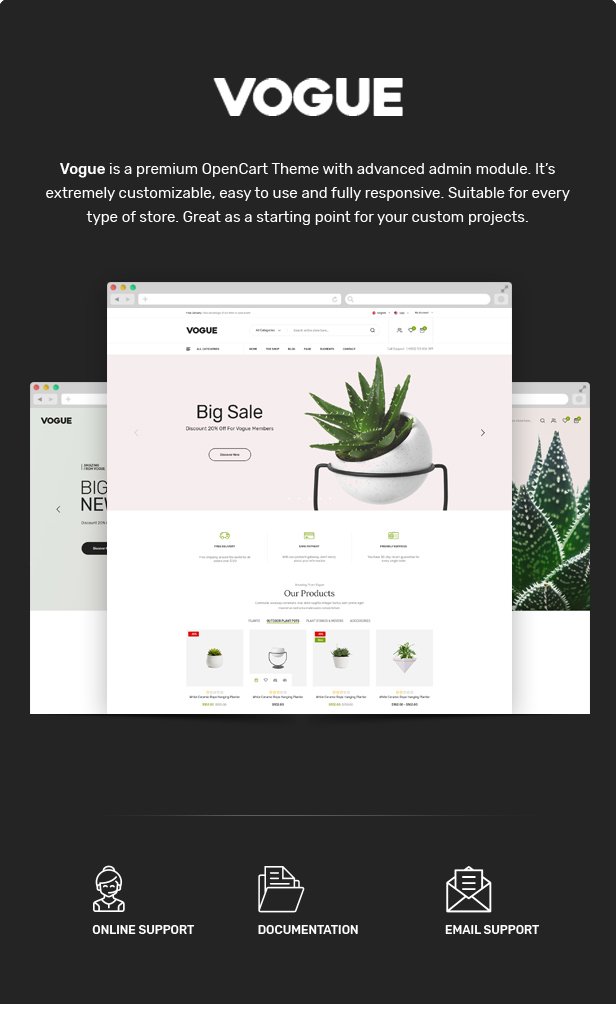 Vogue - Plant Store Opencart Theme (Included Color Swatches)