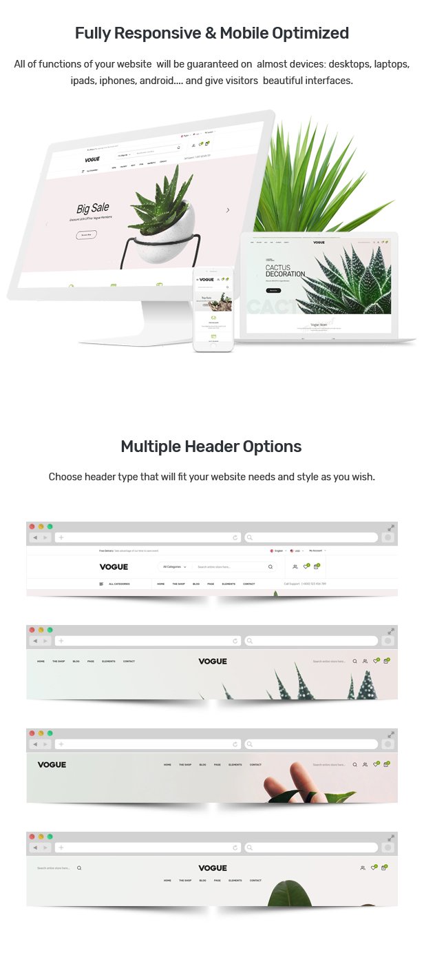 Vogue - Plant Store Opencart Theme (Included Color Swatches)