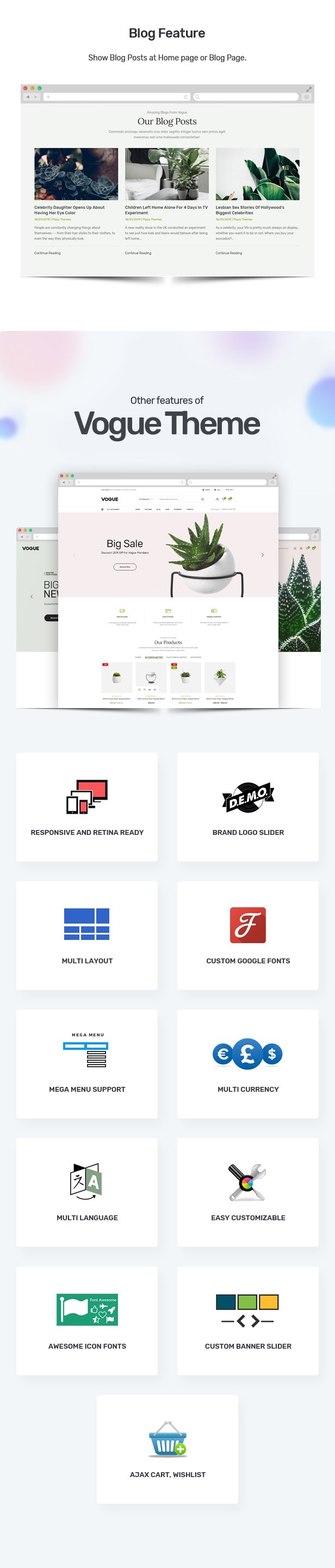 Vogue - Plant Store Opencart Theme (Included Color Swatches)